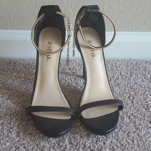 Black strap heels